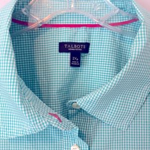 Talbots Gingham Button Down Shirt 2Xp